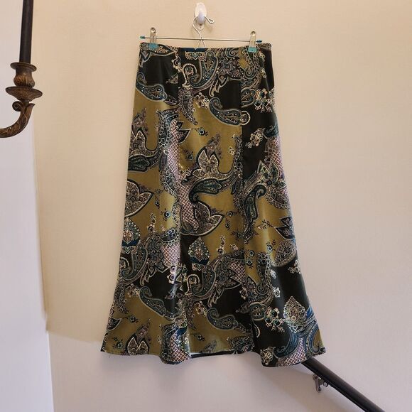 Notations Dresses & Skirts - Vtg 90s Y2k Paisley Maxi Skirt Purple & Green Dark Fairy Whimsigoth Boho Earthy
